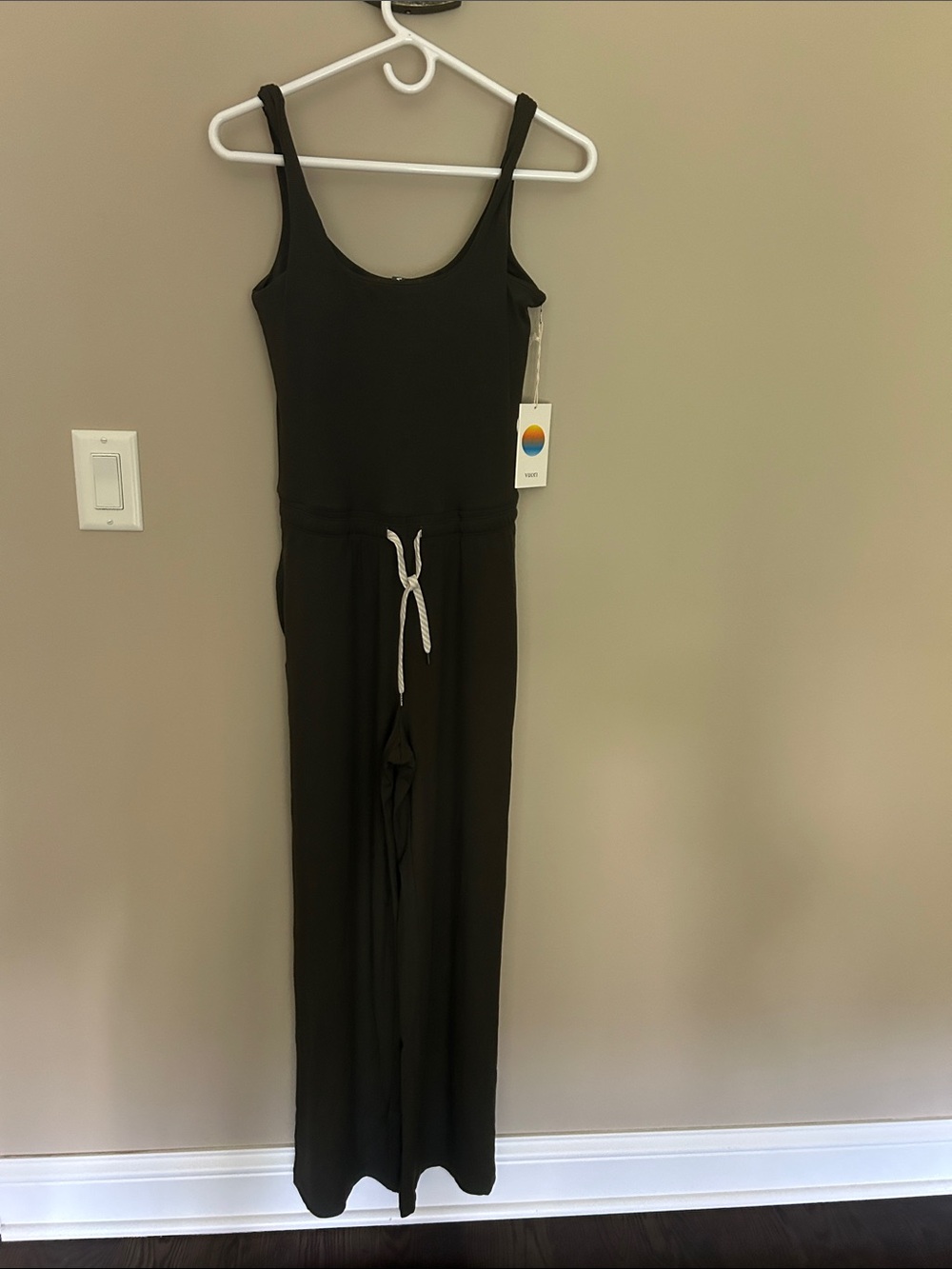 Women’s olive green Sleeveless One-Piece Bodysuit with Drawstring Waist